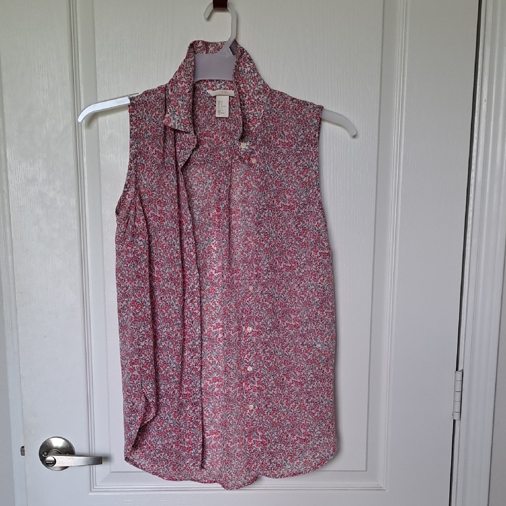 H&M Pink and White Floral Top